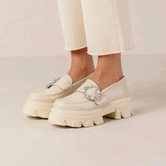 ALOHAS Trailblazer Leather Platform Loafers Pearl US 7 / EUR 38 - Picture 14 of 16